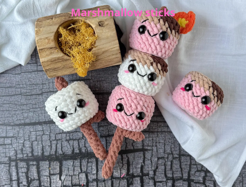 Marshmallow sticks Crochet Pattern - MarshmallowCrafts
